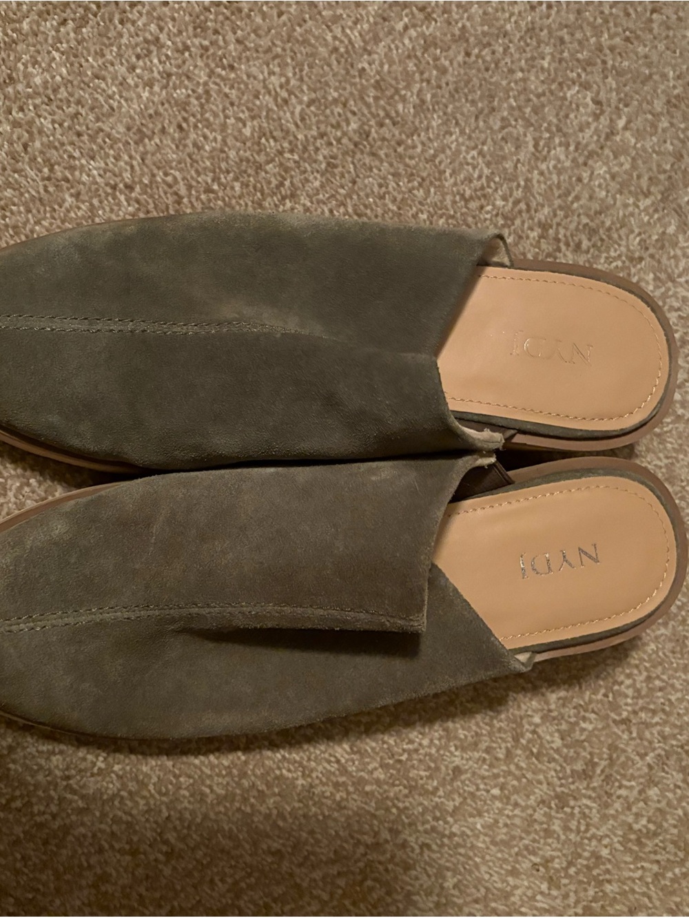 NYDJ Olive Suede Slip-On Loafers